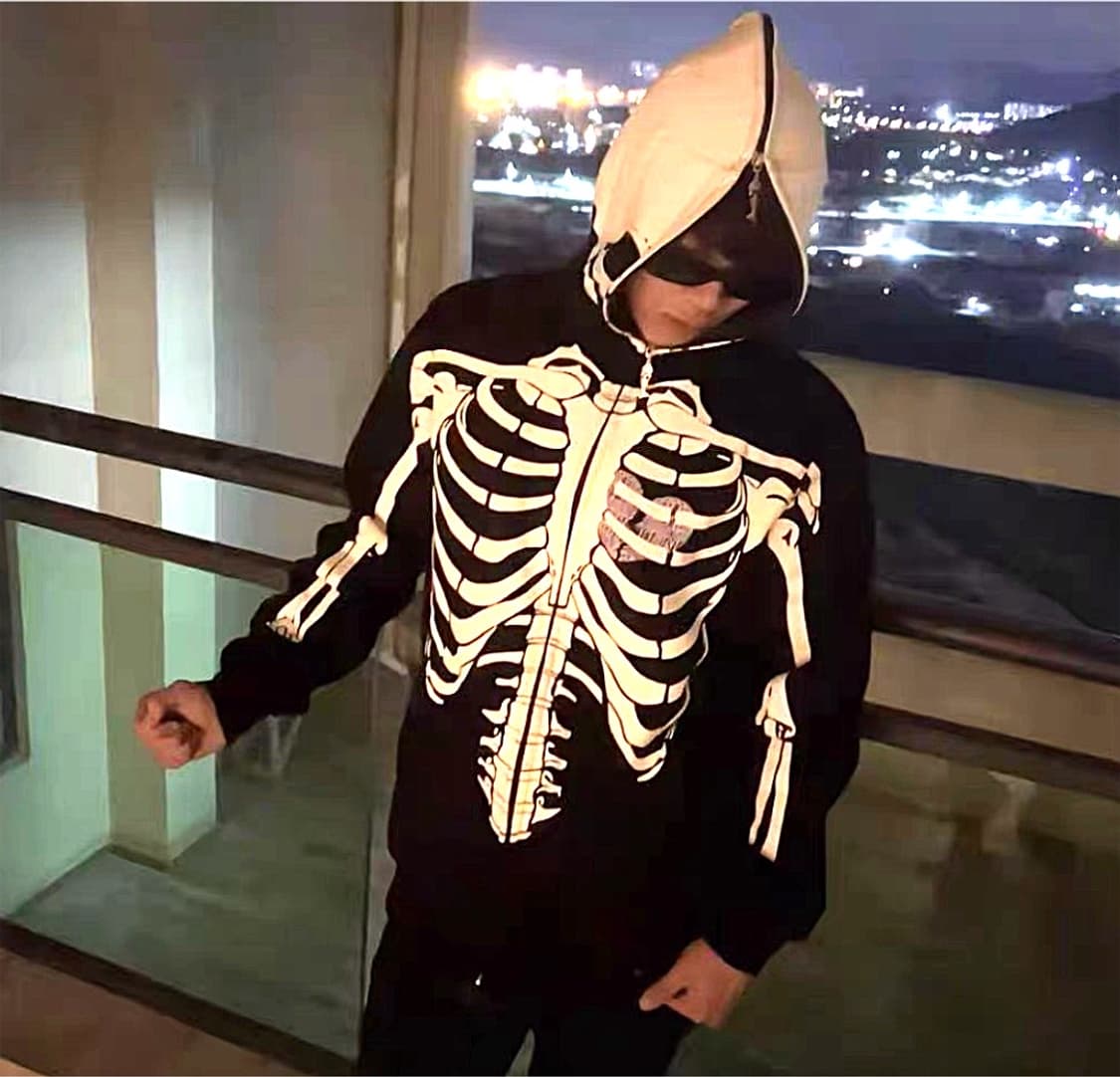 칸예 LRG 야광 스켈레톤 안감후리스 김프 풀집 후드집업 블랙 상품이미지2