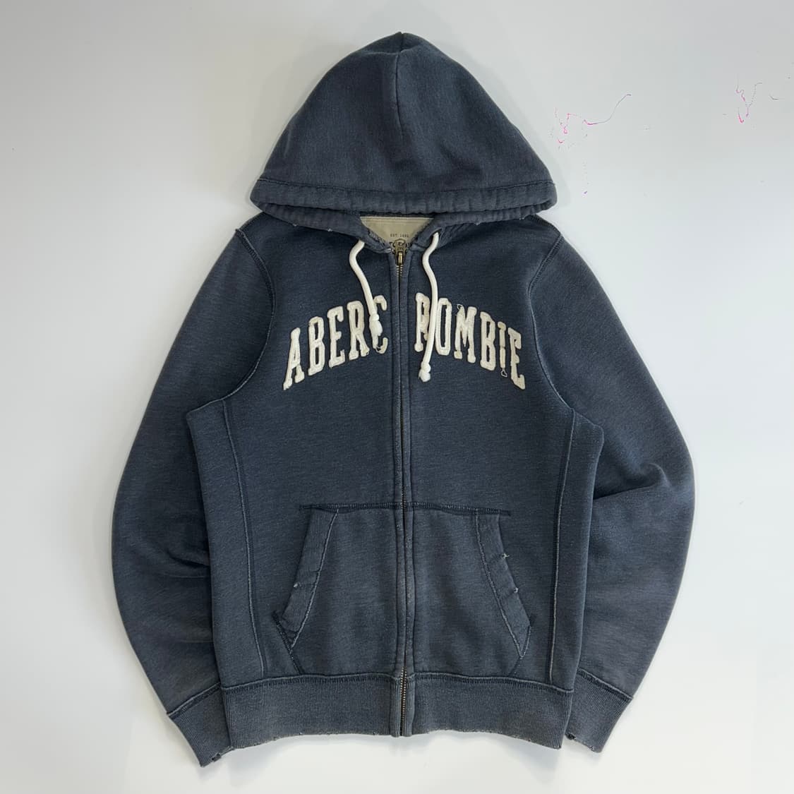 Abercrombie 아베크롬비 그런지 로고 네이비 후드집업 상품이미지3