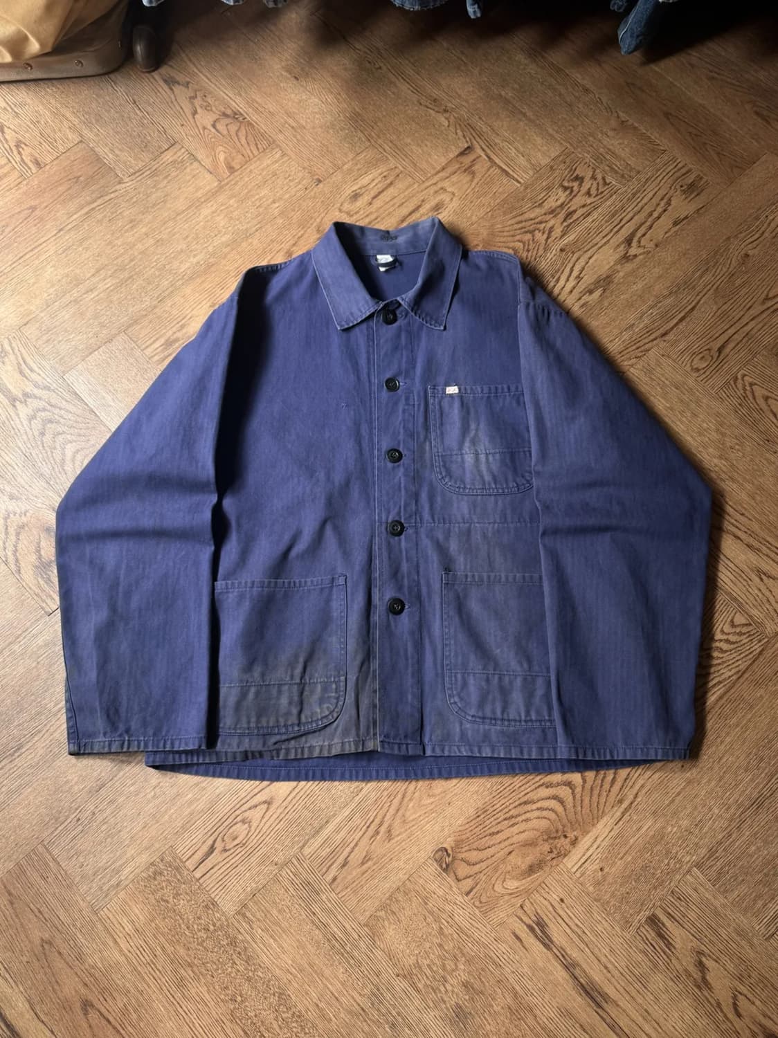 [XL]90's 빈티지 H.H 헤링본 프렌치 워크자켓 상품이미지1