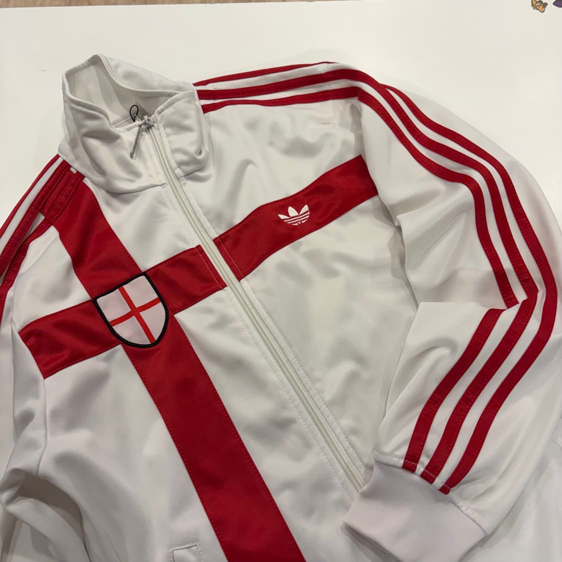 [L] 00s 아디다스 잉글랜드 흰/빨 삼선 트랙탑 져지 B664 상품이미지3