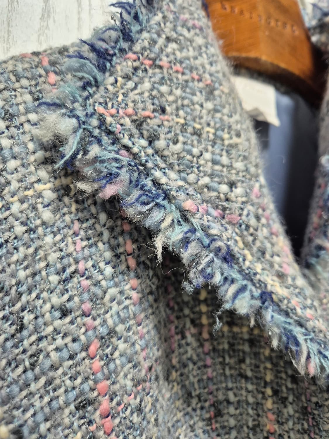 하늘색 트위드 체크 자켓 상품이미지4