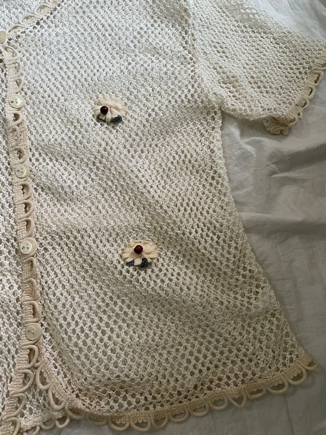 빈티지 크림 레이스 플라워 가디건 모리걸  상품이미지3