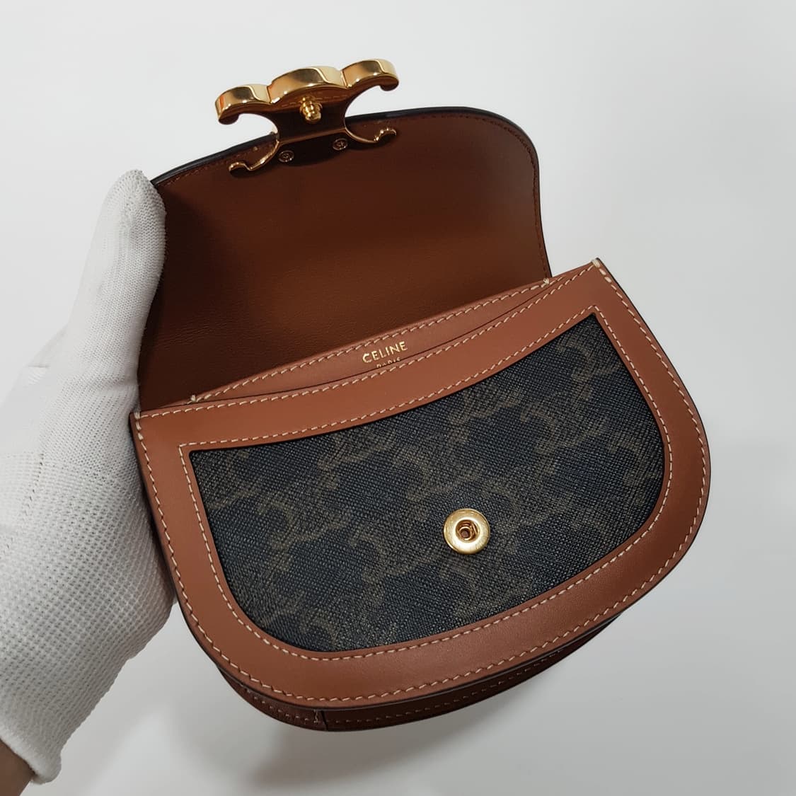 새상품! 셀린느 미니 클레아 베사체 트리오페 캔버스 탠 탑핸들  상품이미지9