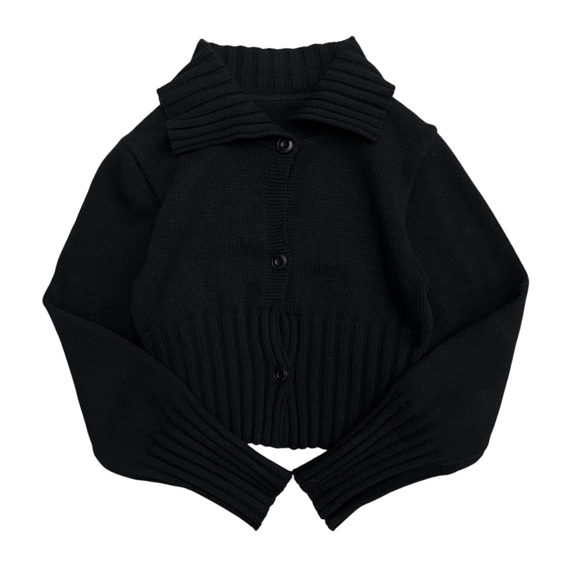 마똉킴 카라 블랙 니트 가디건 상품이미지2