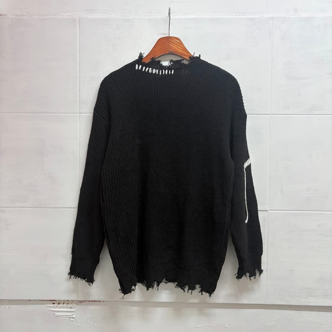 디스커버드 st 일본 그런지 히피 스티치 블랙 니트   상품이미지4