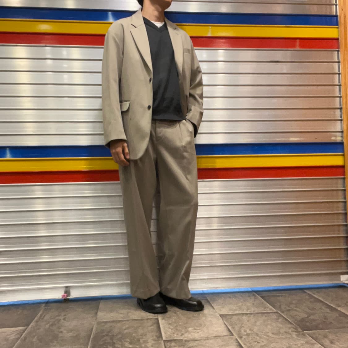 [택포](상의105,하의32) 호웰 오버핏 울 수트 베이지 상품이미지3