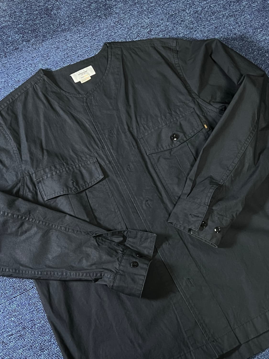 에스피오나지 노카라 워크셔츠 네이비 상품이미지1