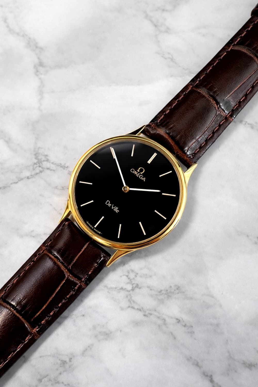정품 오메가 드빌 1365 블랙 금장 빈티지 가죽 시계 상품이미지9