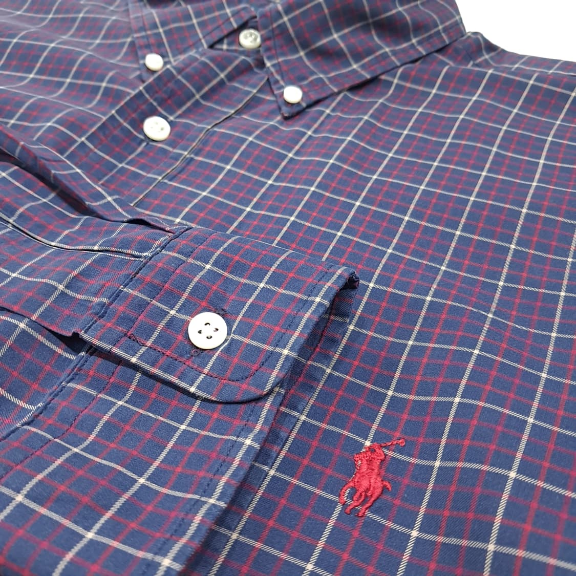CL605 XLT 폴로 90s 마이크로체크 레드포니 네이비 셔츠 남방 상품이미지4