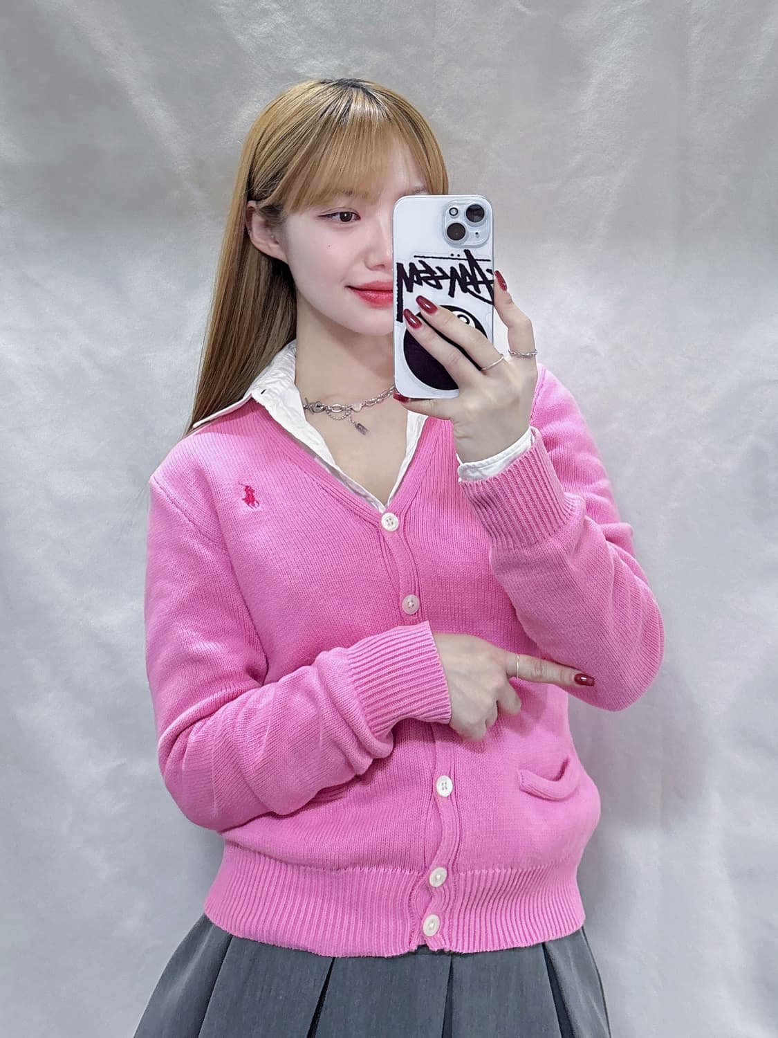 폴로 랄프로렌 핑크 포니 가디건 상품이미지1