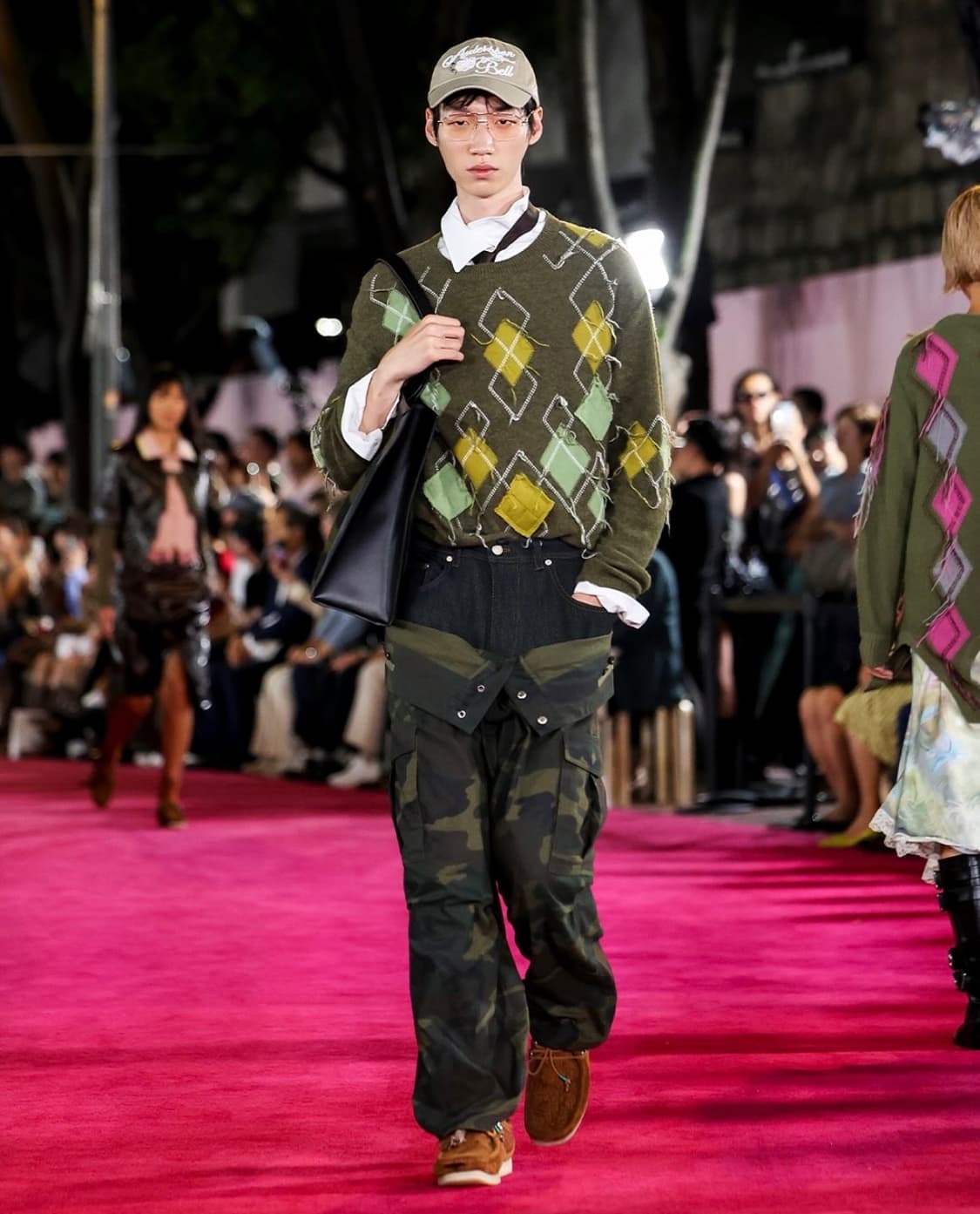 앤더슨벨 초회판 카모플라쥬 더블 웨이스트 워크 와이드 레그 진 34 상품이미지1