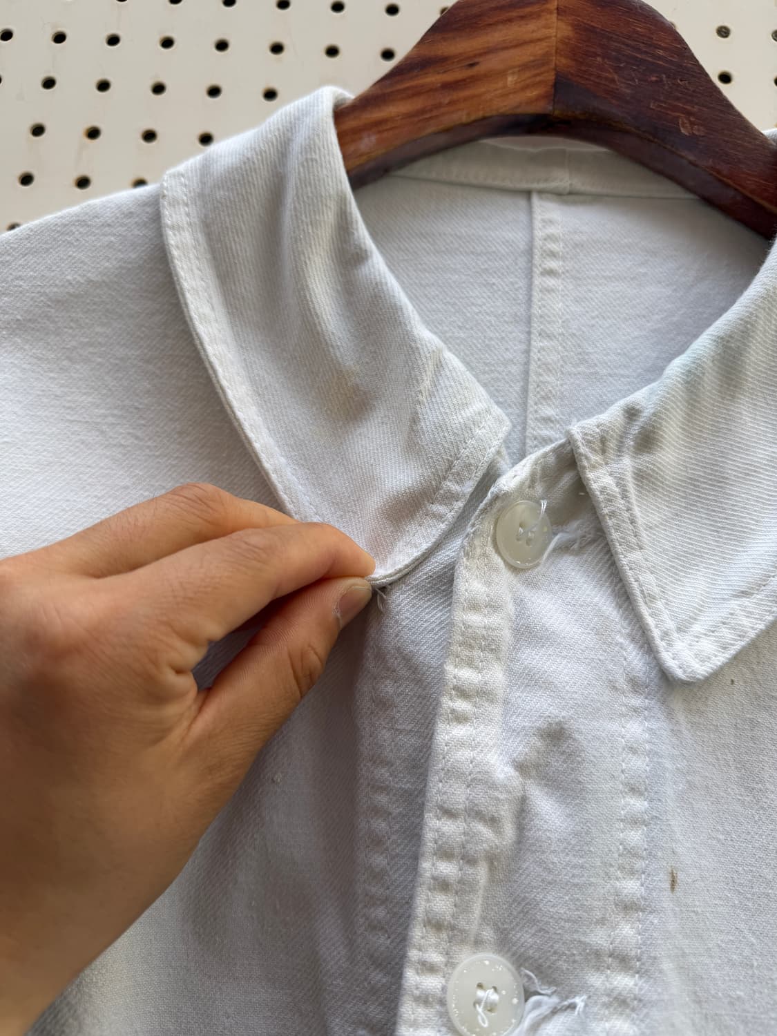 1950s WHITE ROUNDED COLLAR 빈티지 프렌치워크자켓 상품이미지7