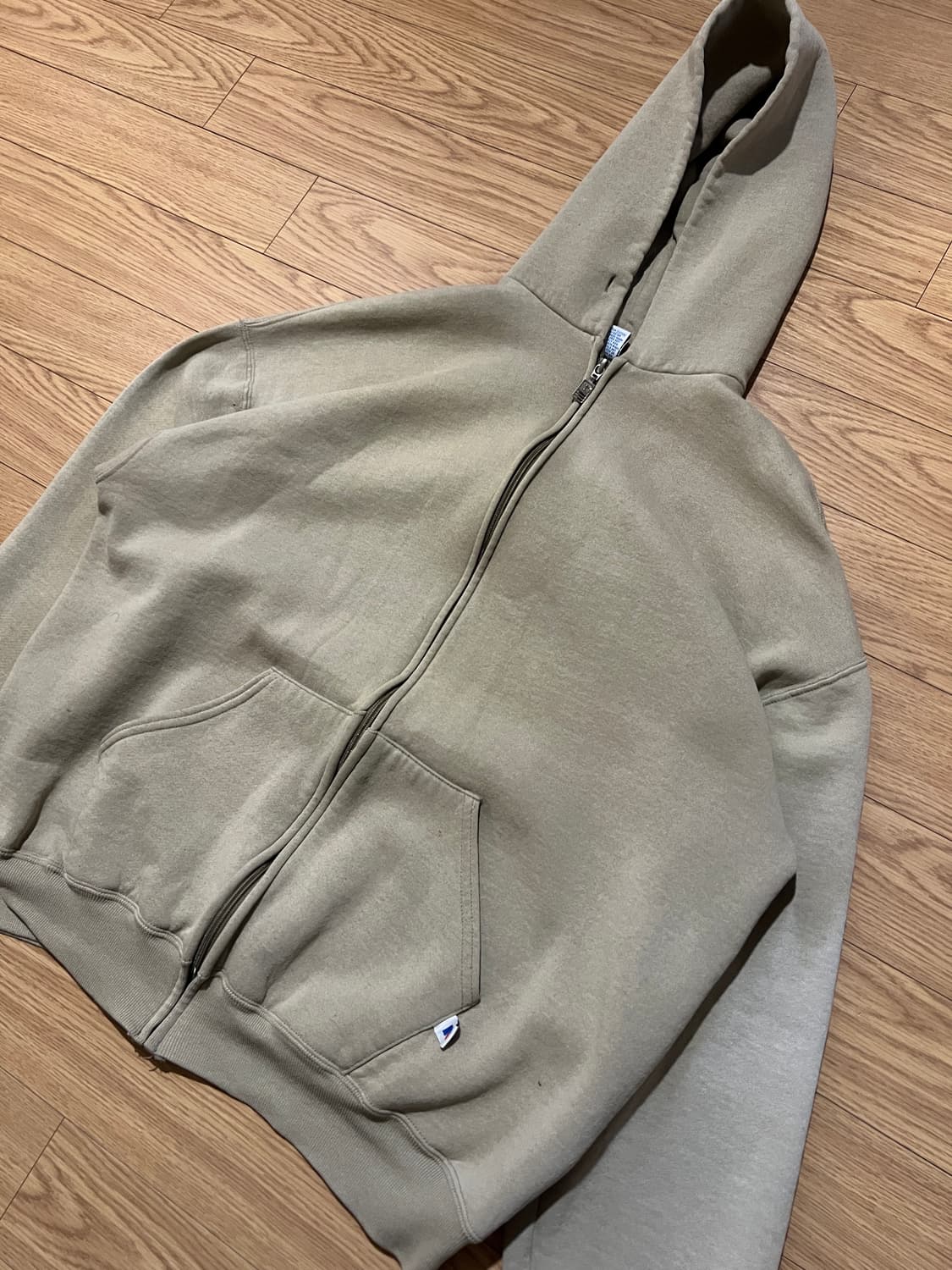 90s USA 러셀 빈티지 후드집업 탄 XL 상품이미지3