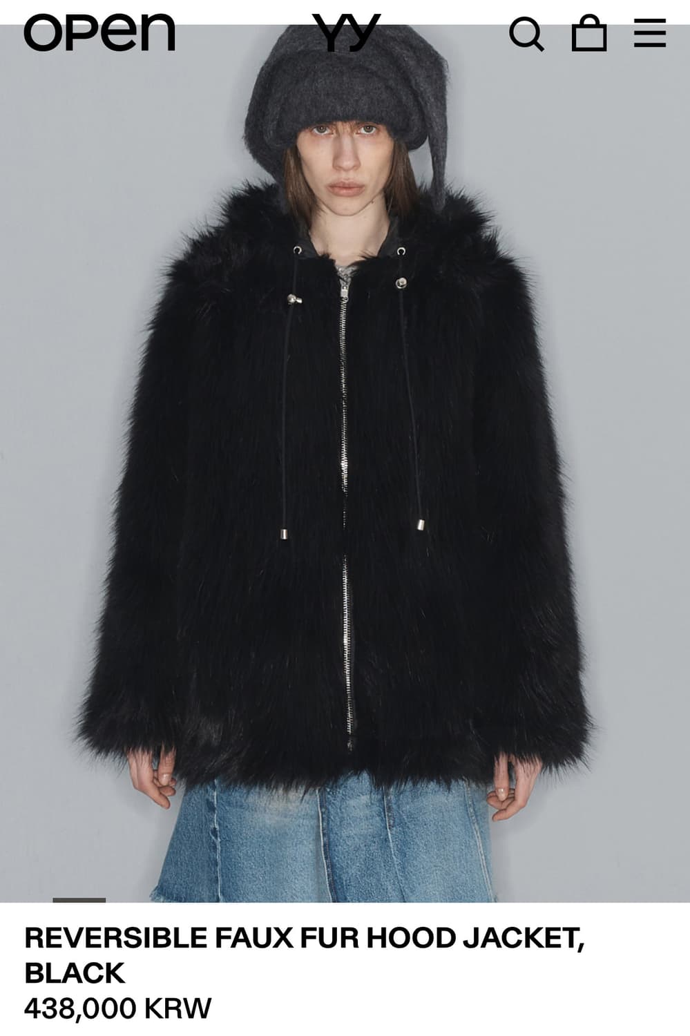 Open yy REVERSIBLE FAUX FUR HOOD JACKET  상품이미지1