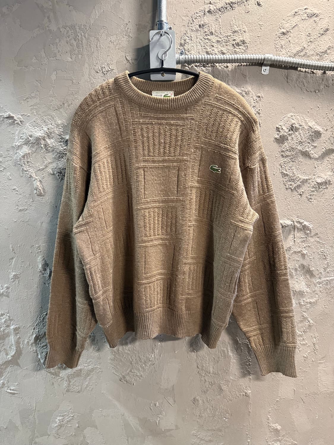 L 라코스테 LACOSTE 프랑스제 울 니트 스웨터 베이지 상품이미지1