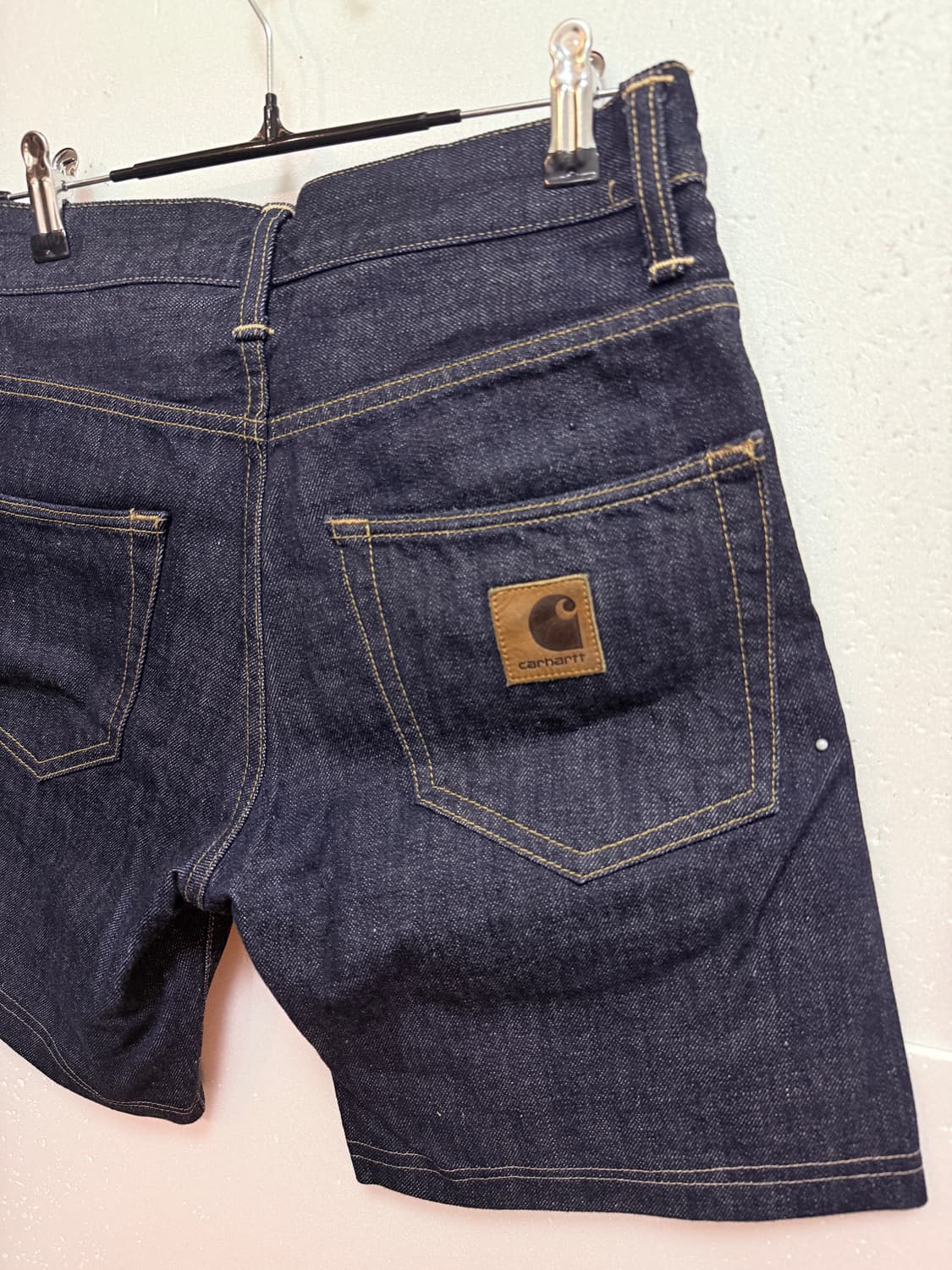 칼하트 WIP 데님 반바지 30 인치 생지 청반바지 남성 쇼츠 상품이미지5
