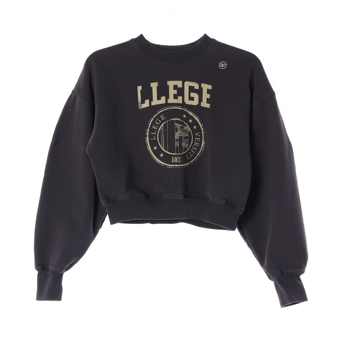 렉토 LLEGE 로고 스웻셔츠 크롭 차콜 상품이미지1