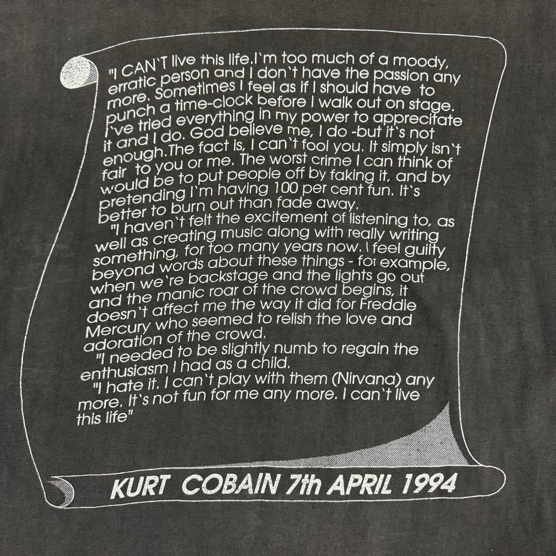 빈티지 90s Kurt Cobain 커트 코베인 메모리얼 티셔츠 상품이미지6