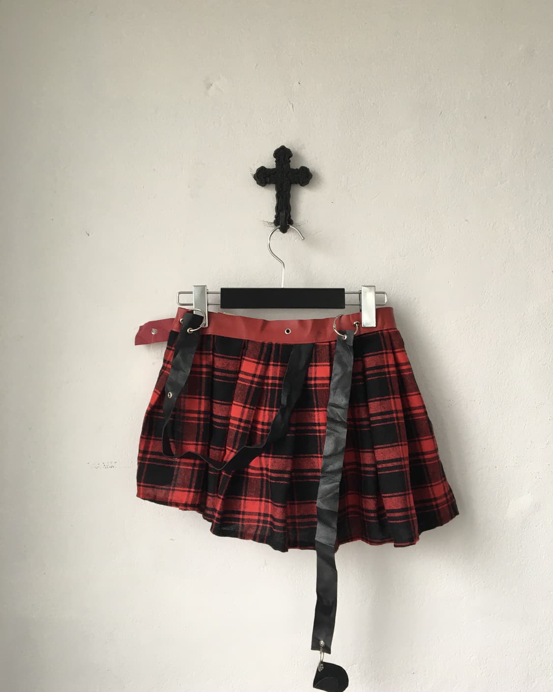 Belted check pattern layered skirt 상품이미지2