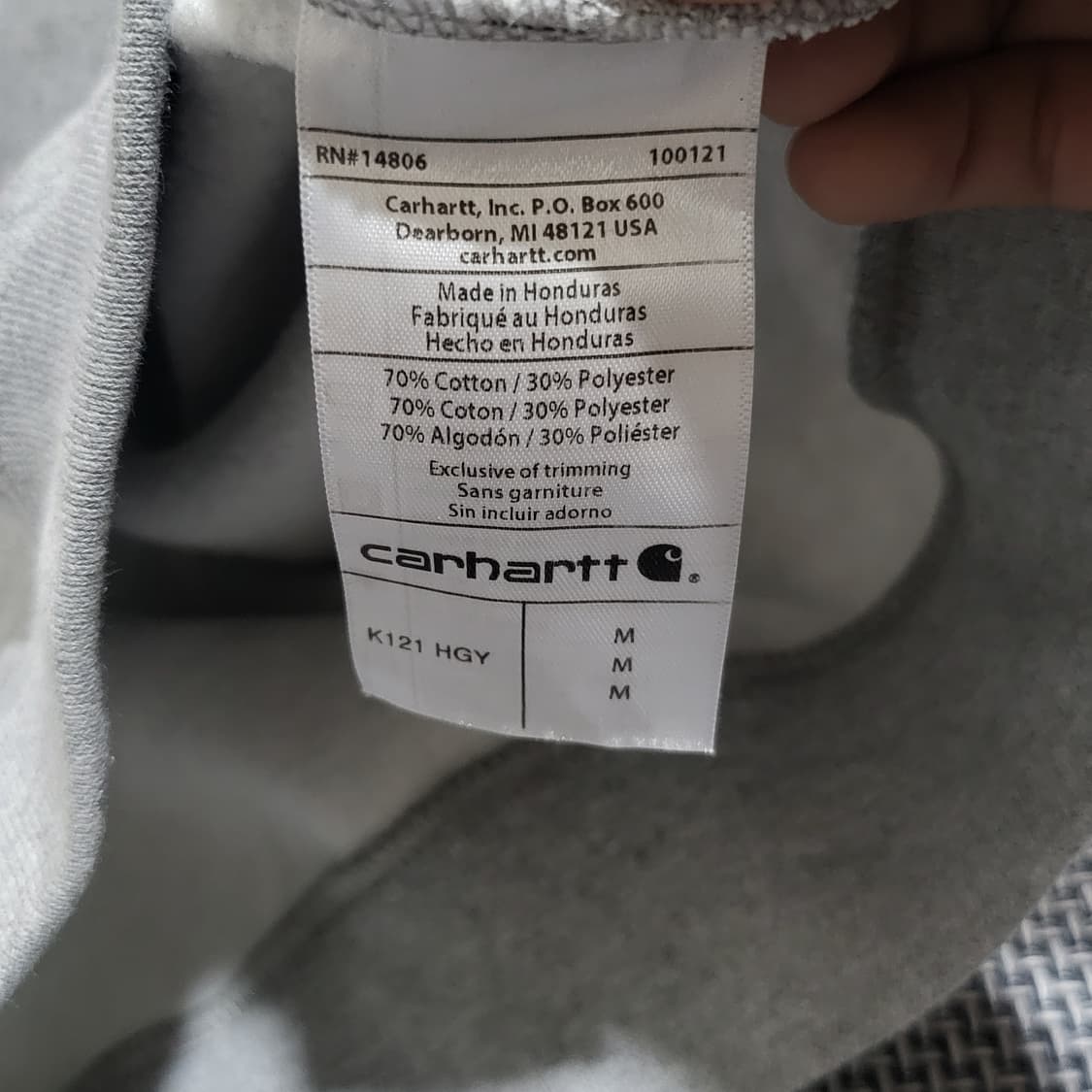 칼하트 로고 후드 그레이 (M/100) 상품이미지4