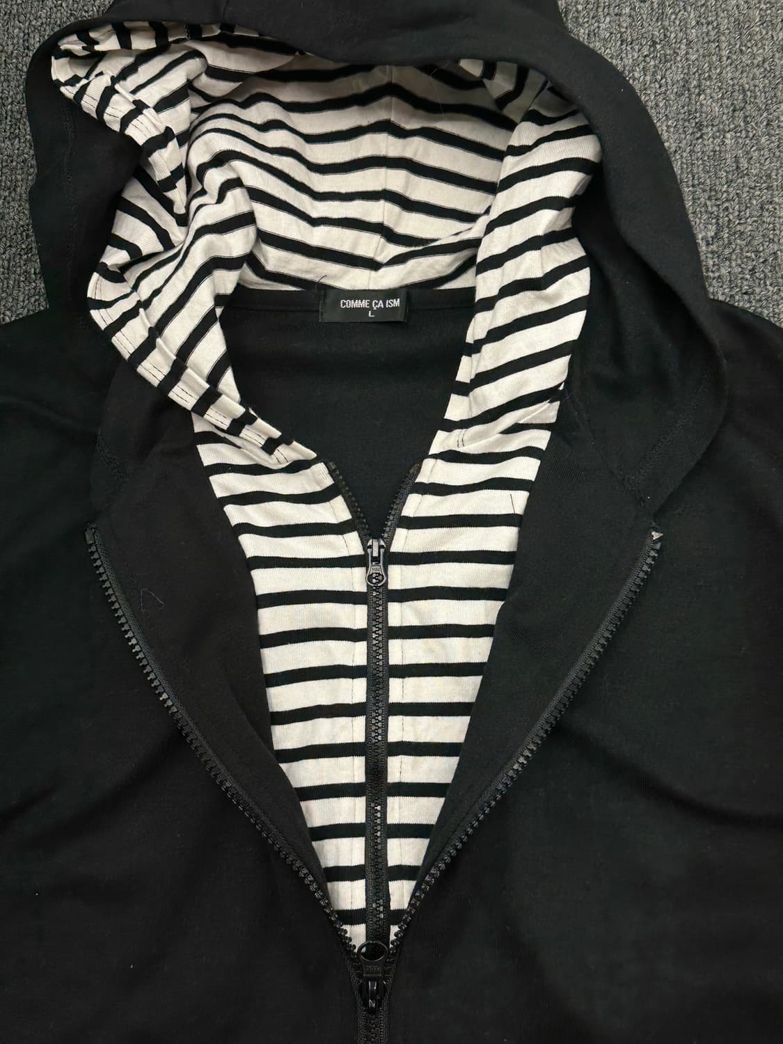 L)Comme Ca Ism 빈티지 스트라이프 레이어드 후드집업 상품이미지3