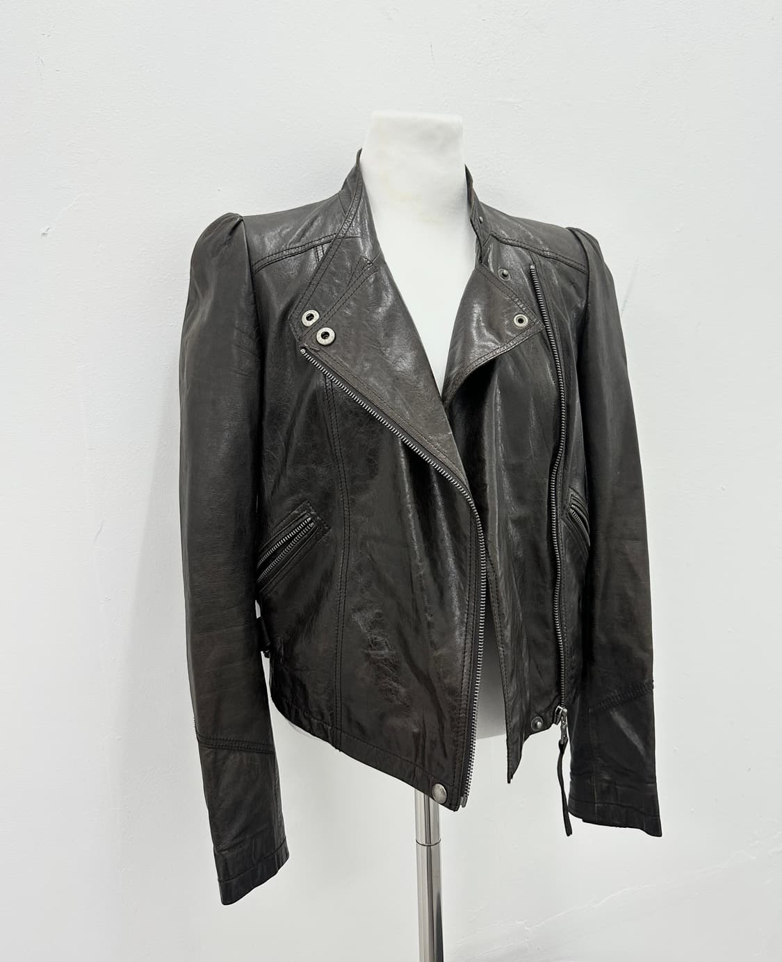 Lambs leather leopard zipper jacket 상품이미지6