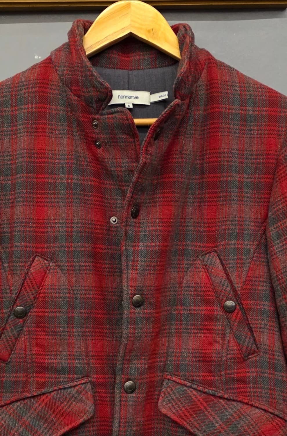 일본빈티지 Nonnative 논네이티브 타탄 체크 스탠드카라 울 자켓 상품이미지2
