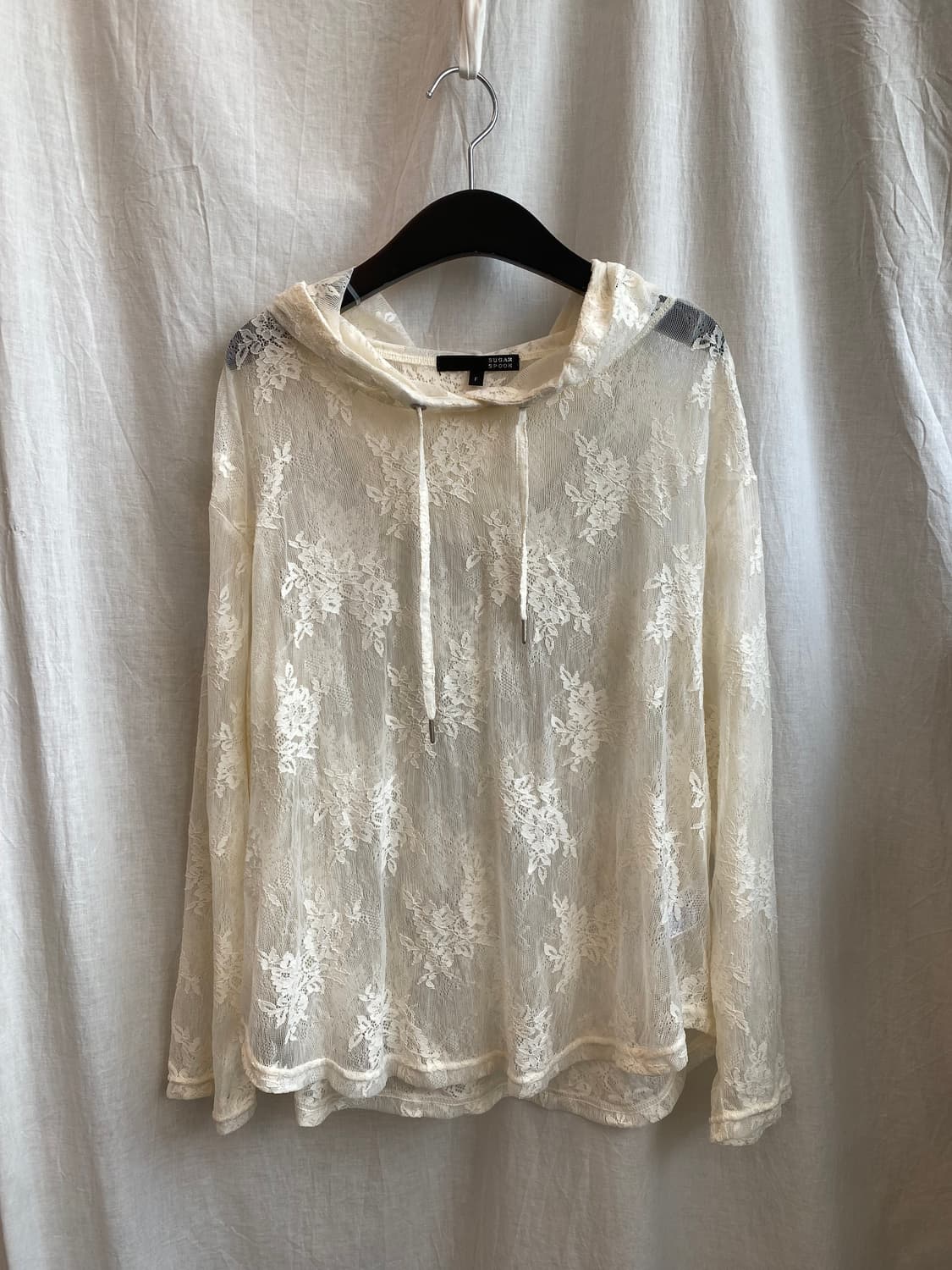 웜화이트 레이스 후드탑(F) 상품이미지1