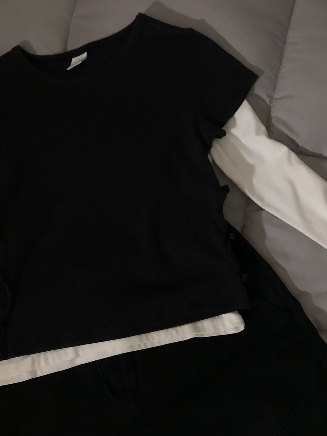 자라 리본 반팔티 차콜 상품이미지1