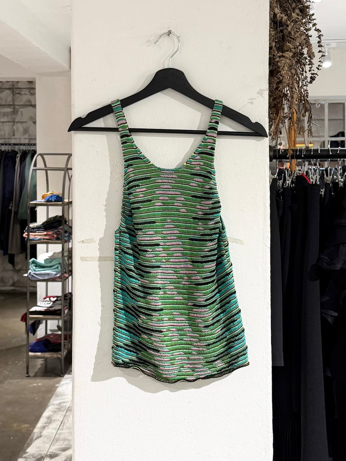 미쏘니 그린 멀티컬러 슬리브리스 니트 탱크 탑  상품이미지1