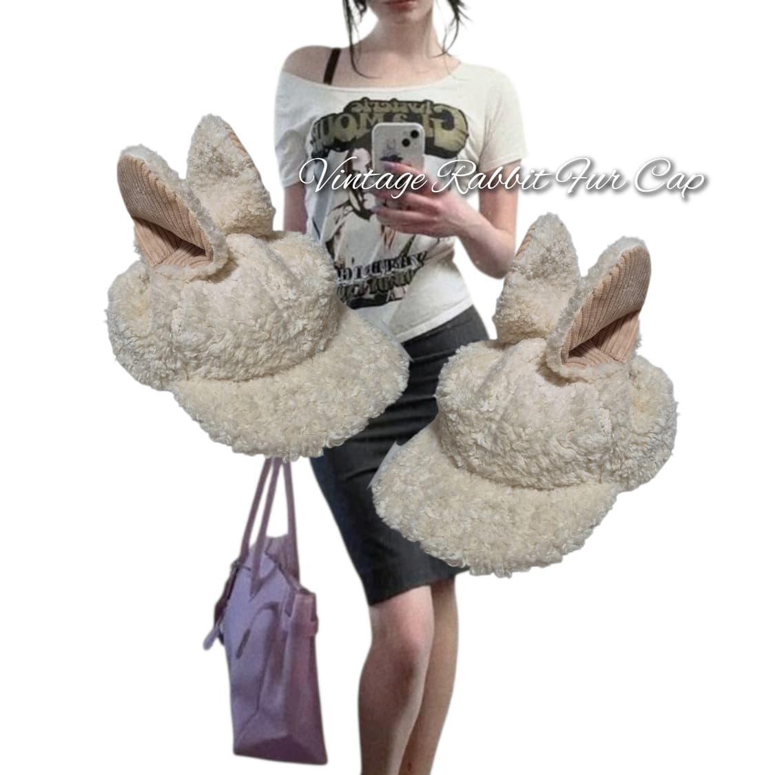 Vintage Rabbit Fur Cap 상품이미지1