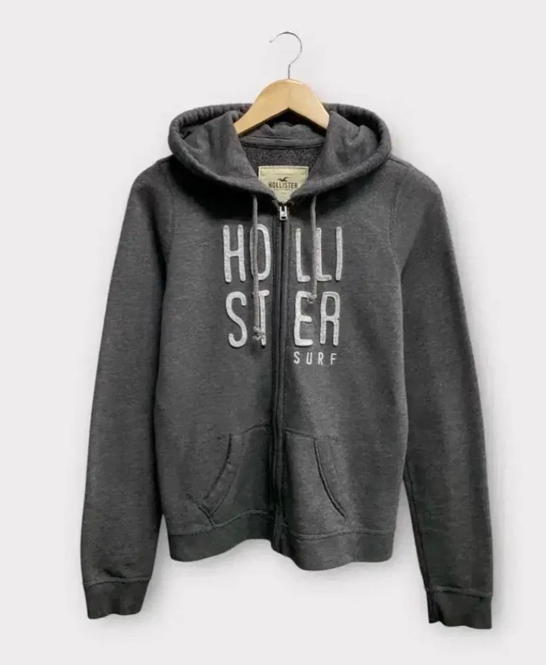 홀리스터 로고 그레이 기모 후드집업 M 상품이미지1