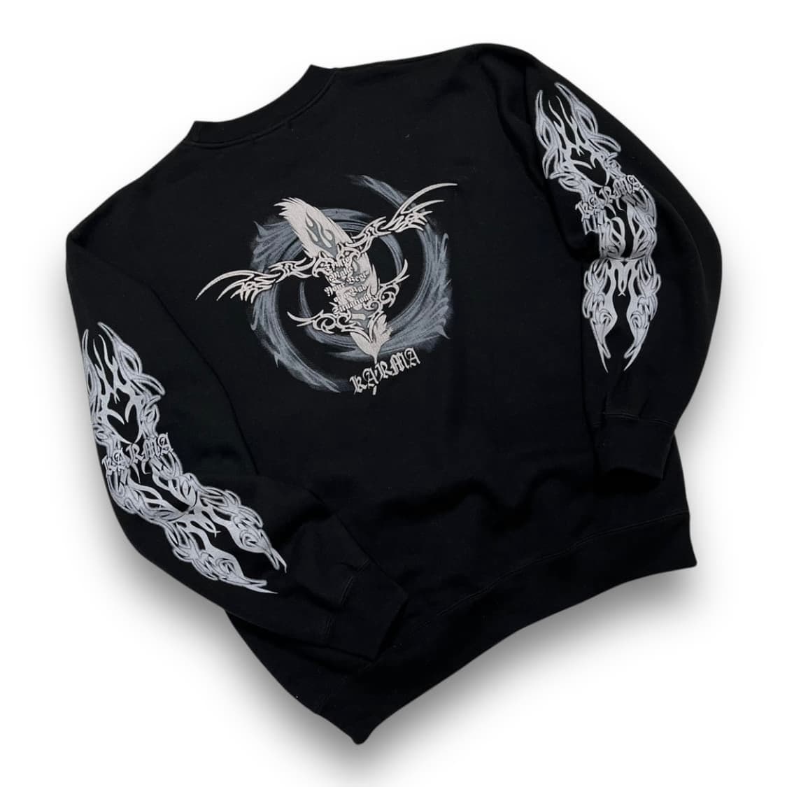 펑크 카르마 트라이벌 플레임 빈티지 다크 맨투맨 상품이미지1