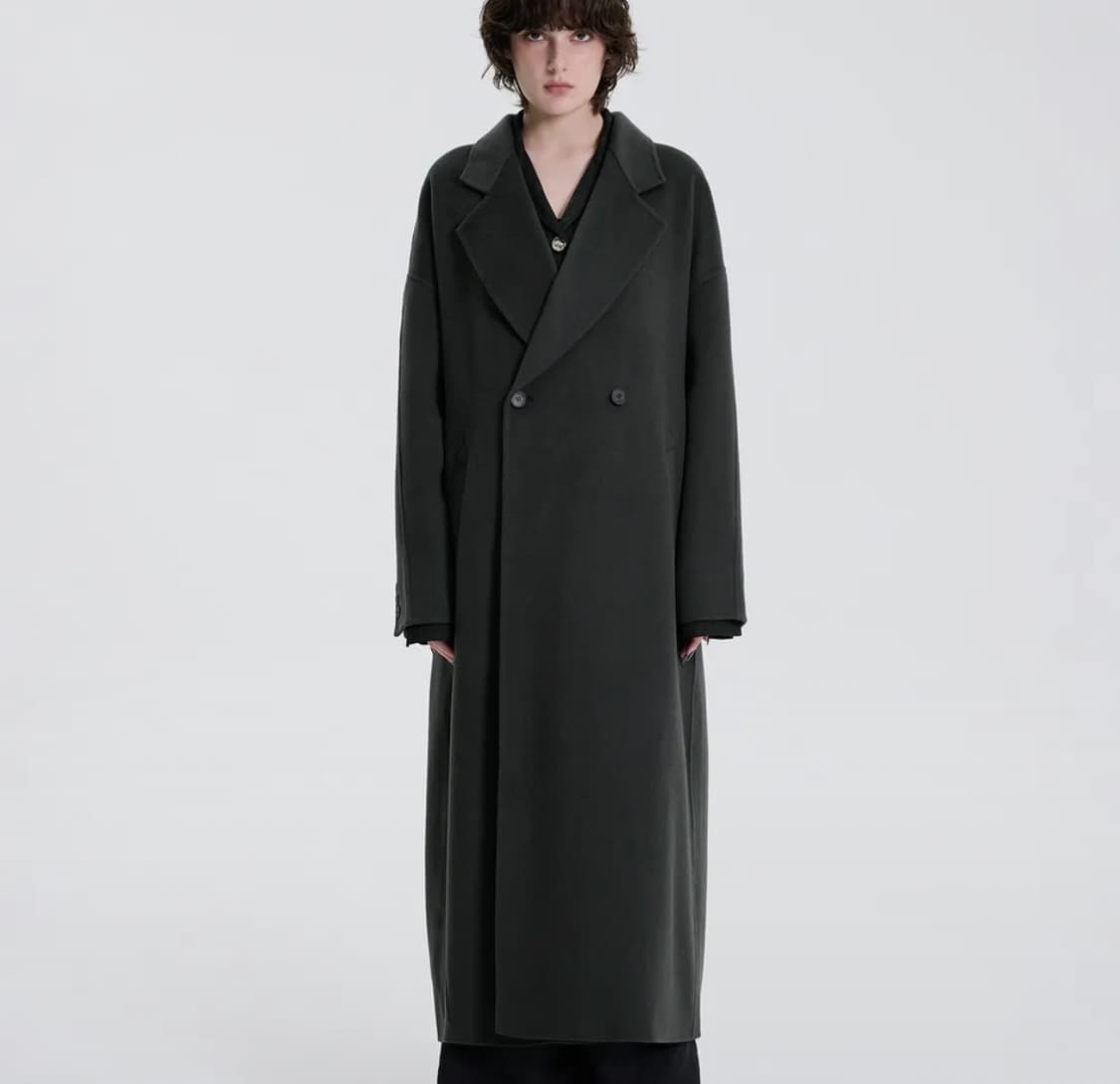 트리밍버드 와이드 롱 코트 다크 그레이 상품이미지1