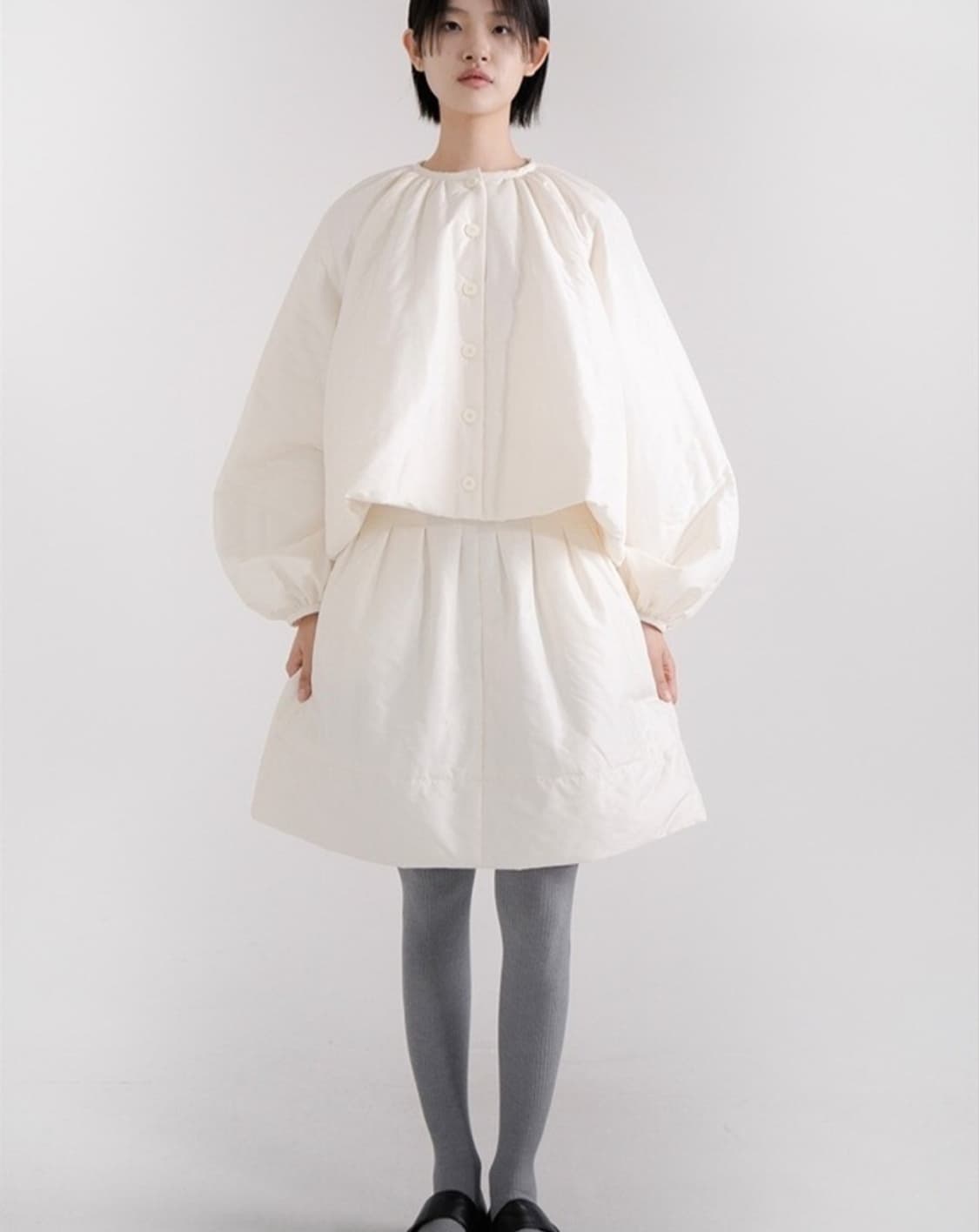 새상품) 유노이아 moss 패딩자켓 크림 M 상품이미지6