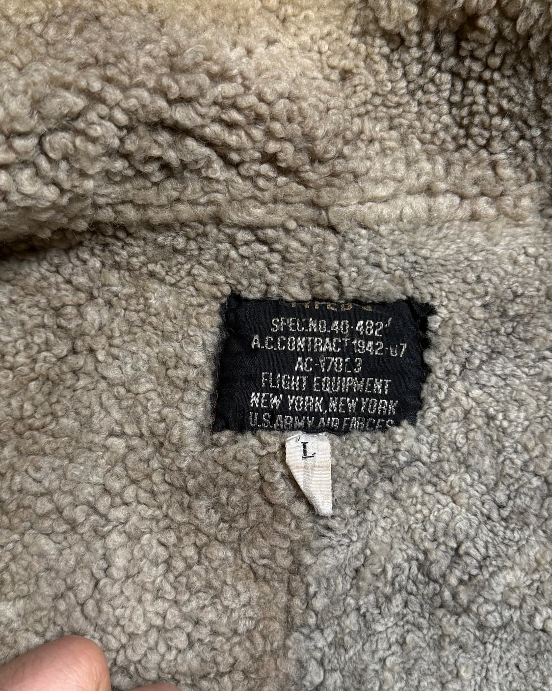 80-90‘s 빈티지 타입 B-3 시어링 레더 플라이트 자켓 L 상품이미지5