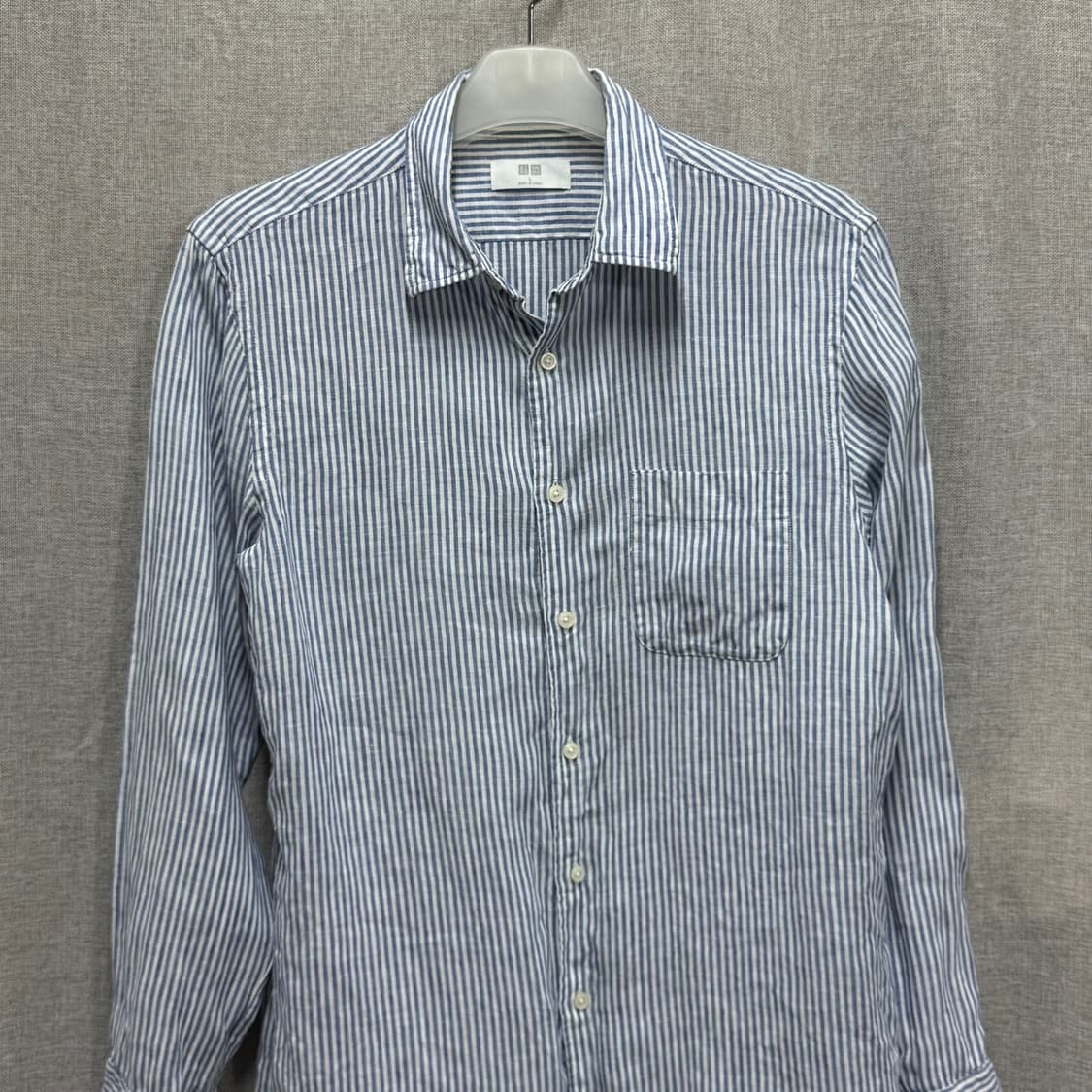 [L] 유니클로 스트라이프 린넨 마 셔츠 남방 상품이미지3