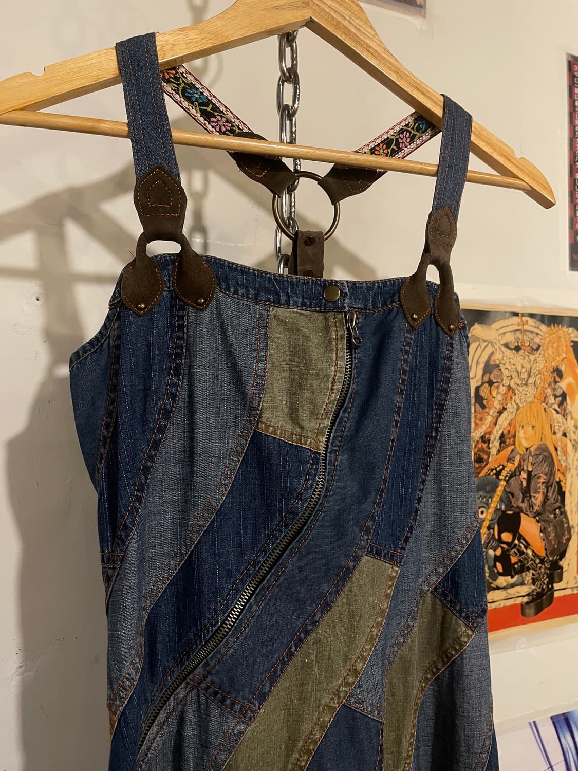 플라워 스웨이드 패치워크 데님 원피스 모리 오리엔탈 상품이미지2