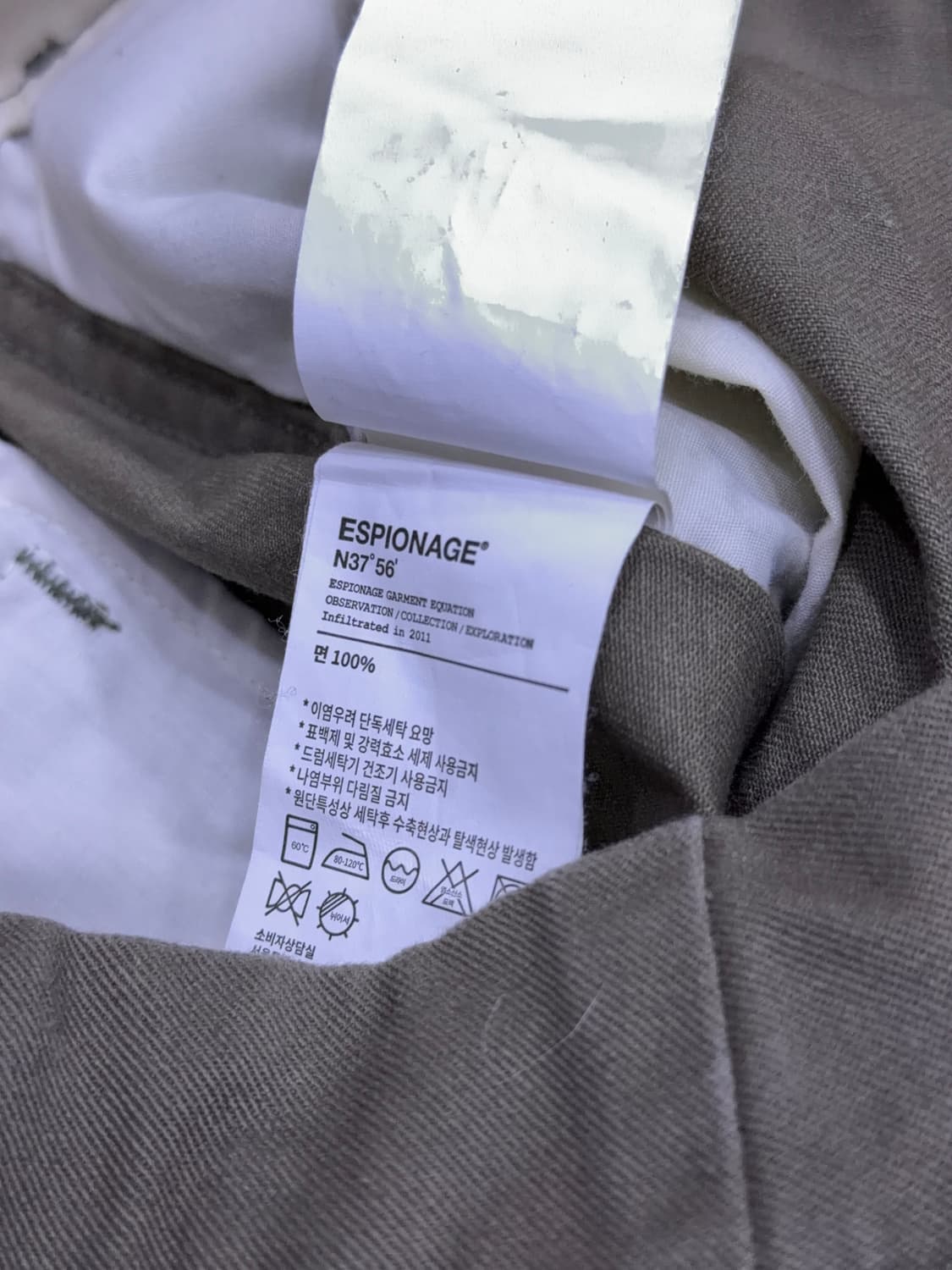 에스피오나지 와이드 오피서 팬츠 올리브 M 상품이미지10