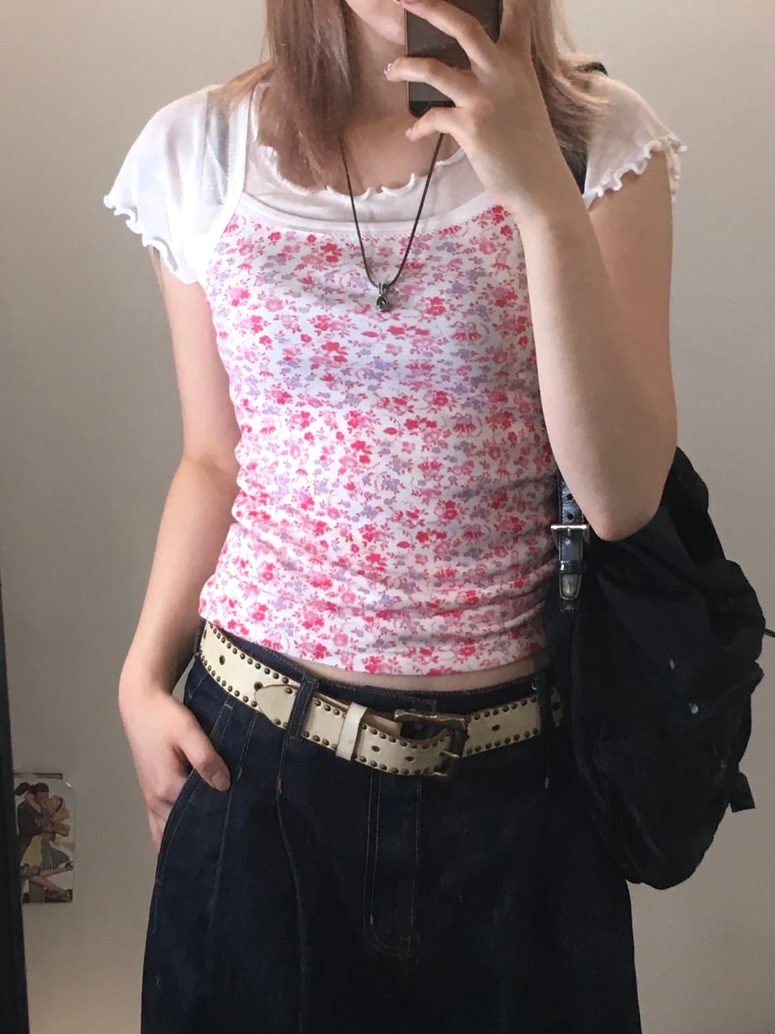 일본빈티지 잔꽃 슬리브리스 상품이미지1