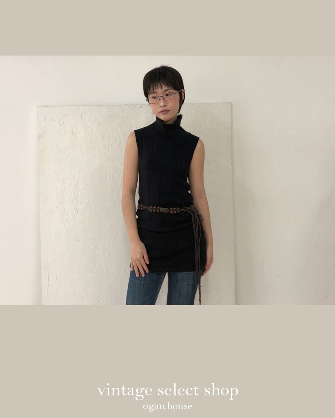 vintage turtleneck sleeveless knit top 상품이미지3