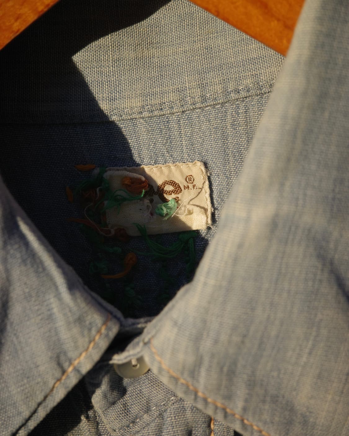 70‘s Lee 핸드 자수 샴브레이 셔츠 상품이미지3