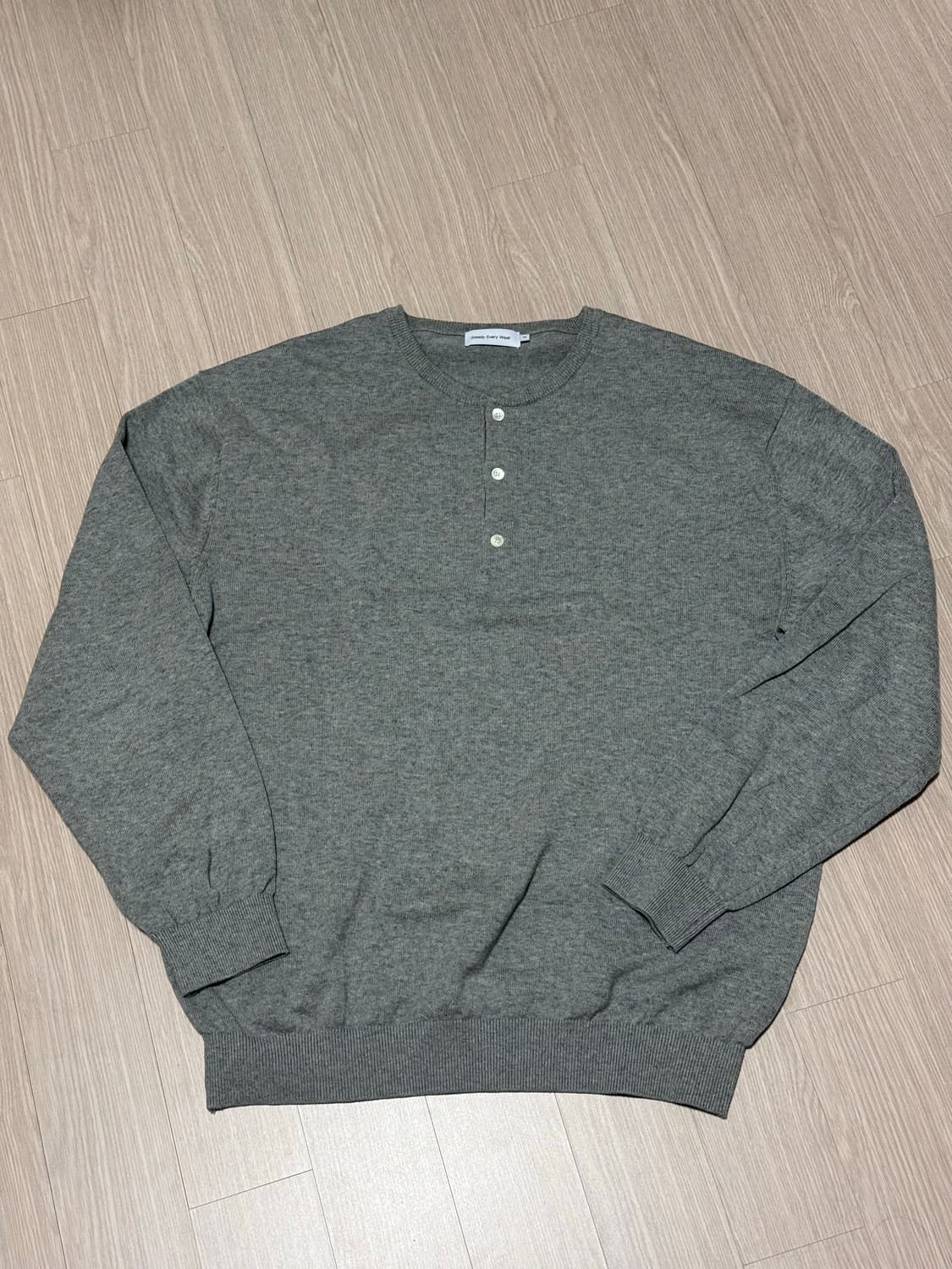 [3] 스테디에브리웨어 코튼 헨리 넥 니트 그레이 멜란지 상품이미지3