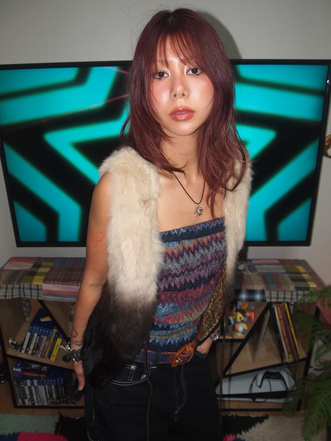 빈티지 로프 퍼 베스트 상품이미지2