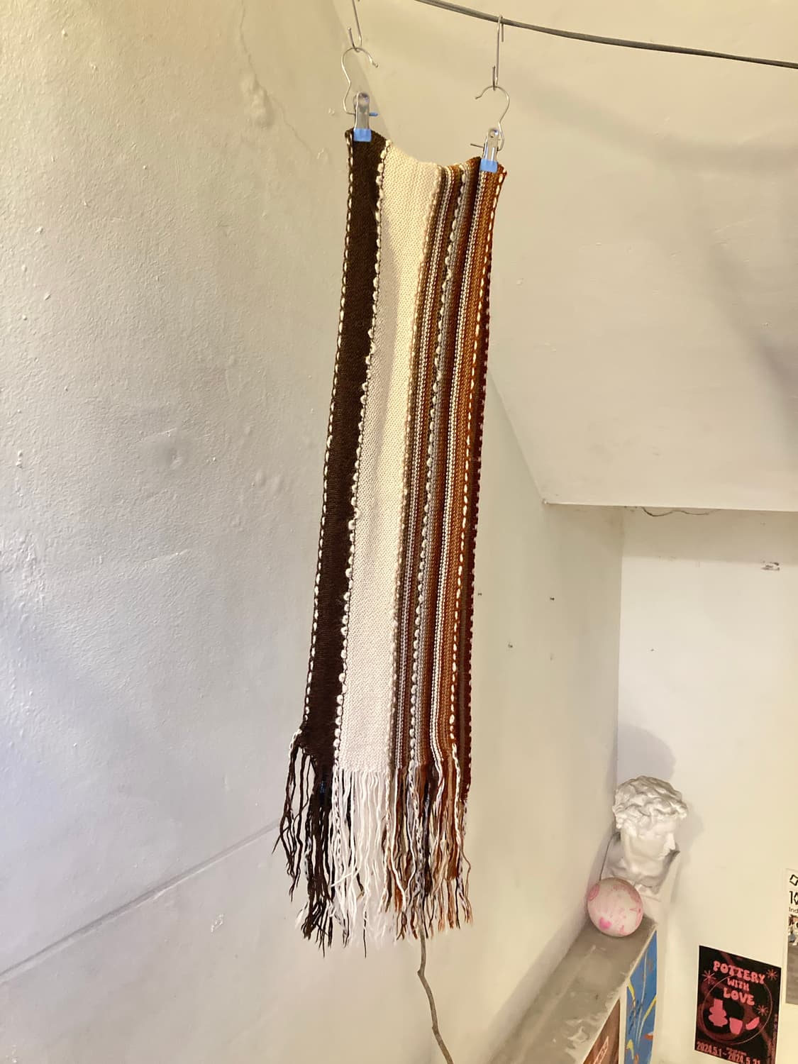 빈티지 브라운 스트라이프 머플러 상품이미지1