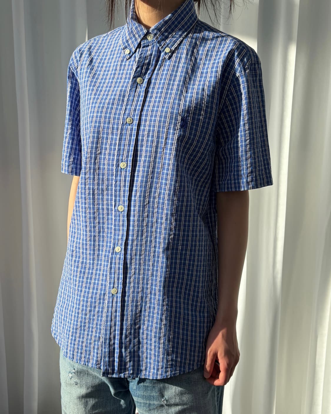 [S]폴로 랄프로렌 시어서커 클래식핏 반팔 셔츠 상품이미지1