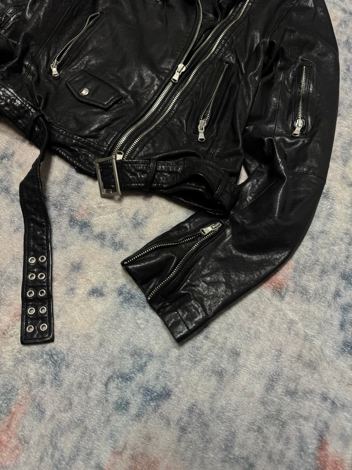 Unknown vegetable lamb skin rider jacket 상품이미지6