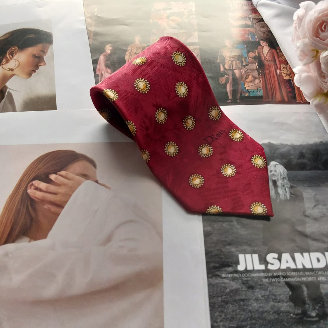 크리스챤 디올 실크 플라워 자카드 넥타이 9.5cm A+등급 A18049 상품이미지2
