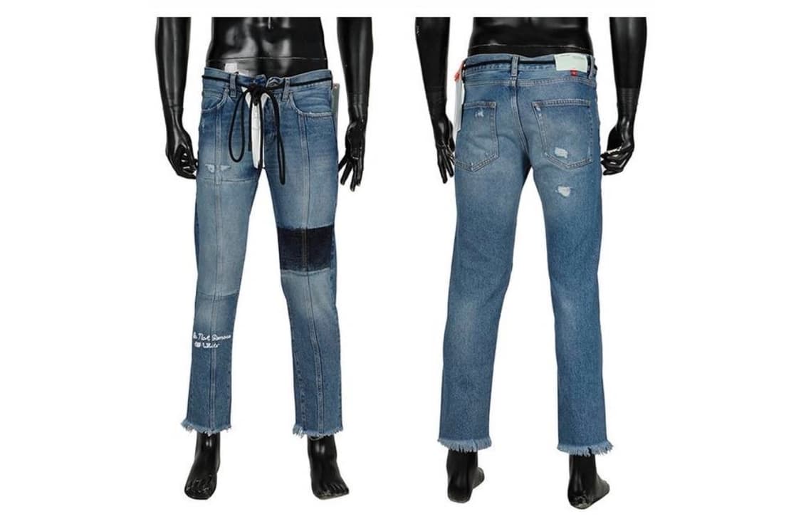 오프화이트 자수 레터링 스트레이트 진 상품이미지2