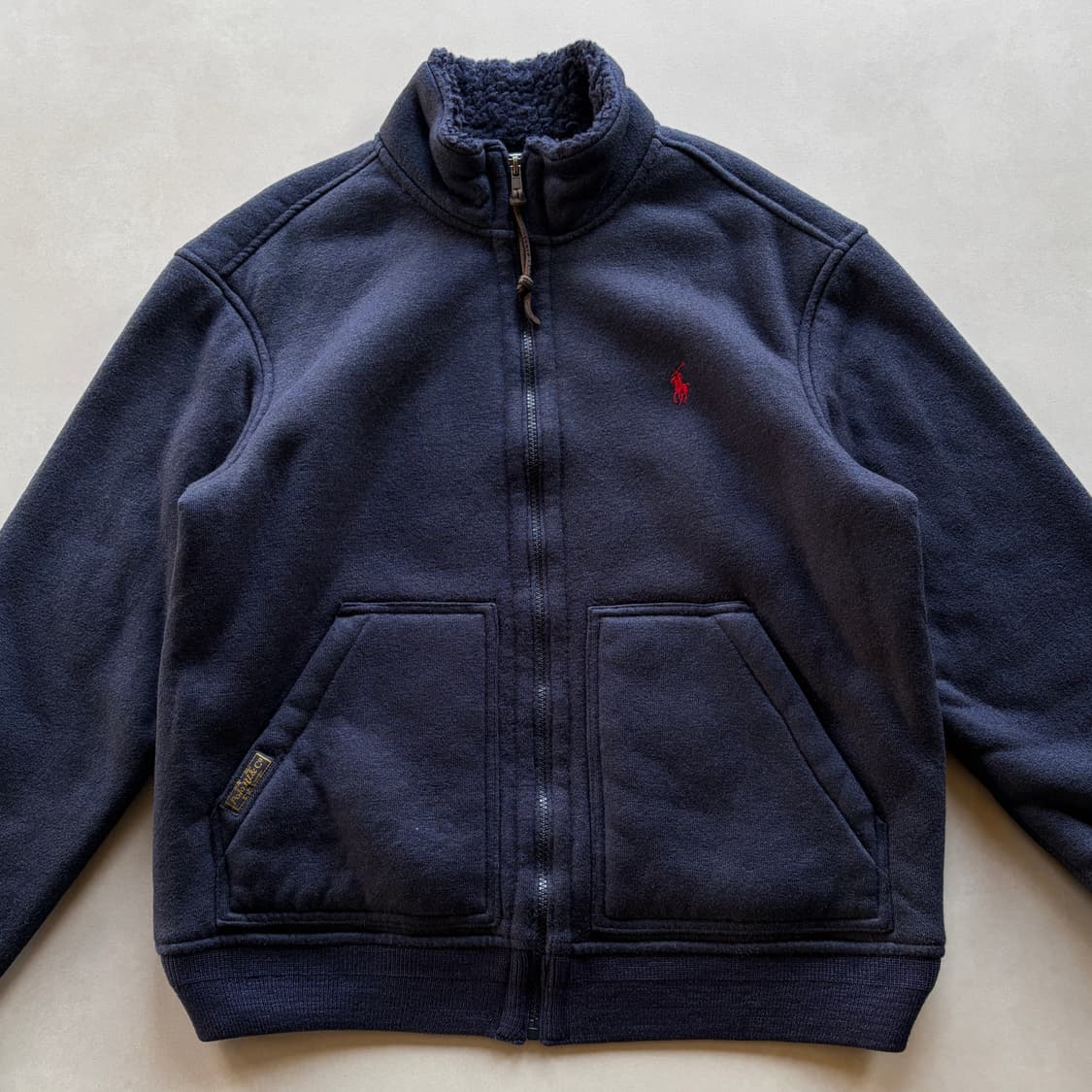 [M]폴로 랄프로렌 엘보 패치 딥파일 플리스 쉐르파 자켓 navy 상품이미지3